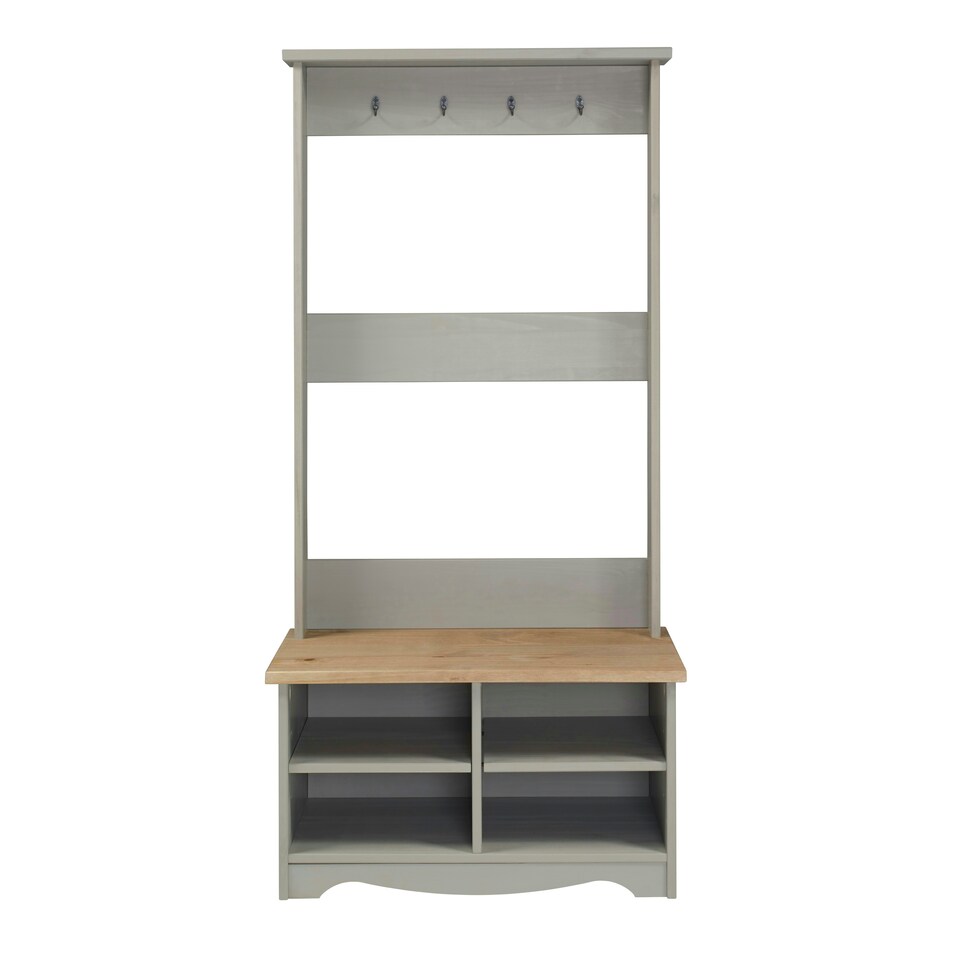 image 1 of Core Products Corona Grey, Hall Shoe Bench With Hat & Coat Rack H170cm x W80cm x D44cm Grey