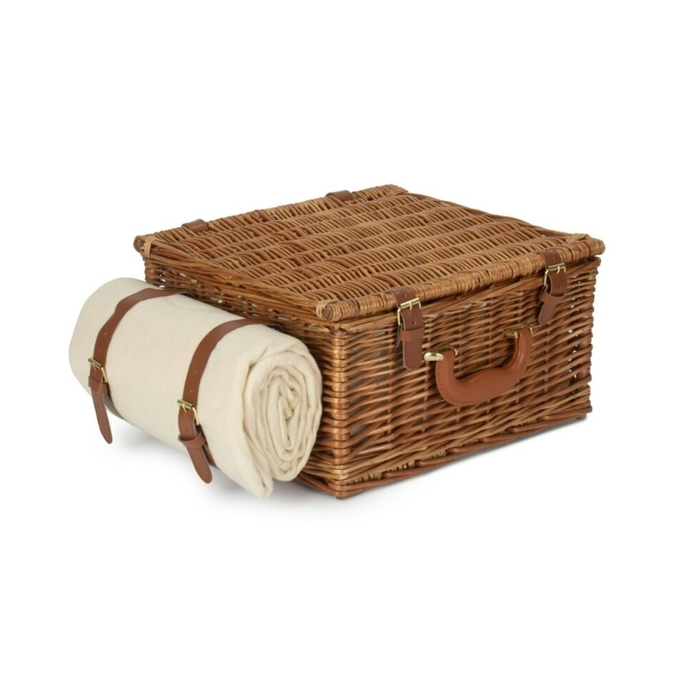 image 1 of Deluxe Fully Fitted 2 Person Traditional Picnic Basket | White | White | 1