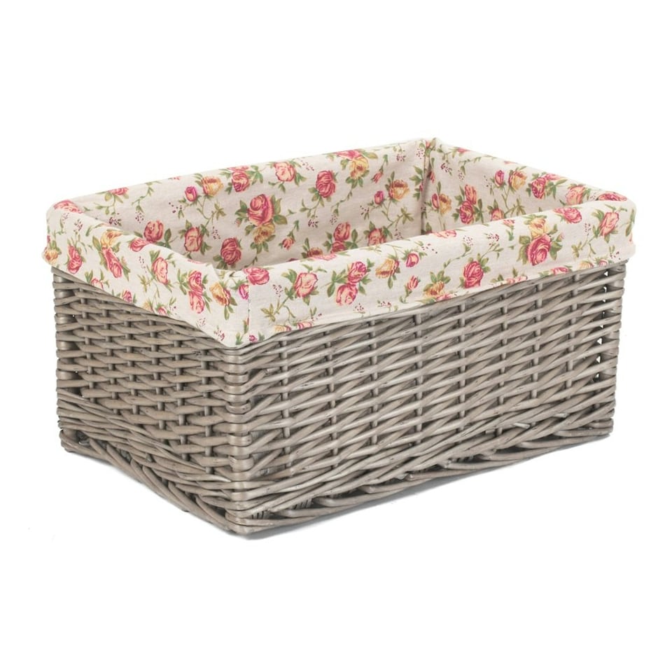 image 1 of Wicker Medium Antique Wash Garden Rose Willow Storage Baskets | Multi | Garden Rose
