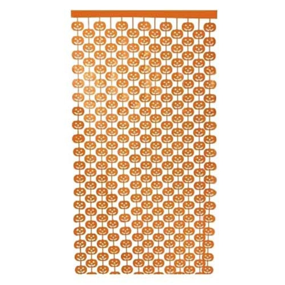 Orange Pumpkin Plastic Fringe Curtain Halloween Backdrop 2m x 98cm