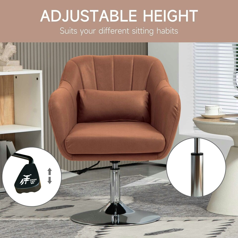 image 1 of HOMCOM Stylish Retro Swivel Tub Chair Steel Frame Cushion Seat Dark Brown