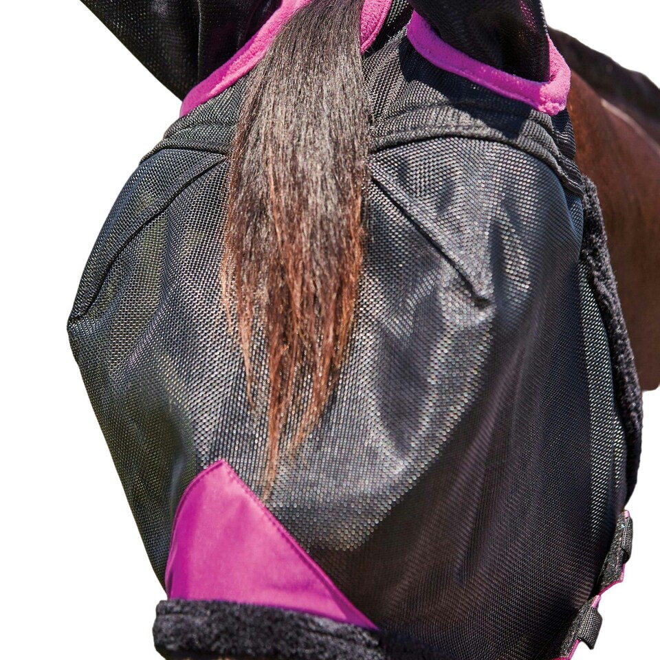 image 1 of Weatherbeeta Comfitec Deluxe Mesh Durable Horse Fly Mask With Ears - Black/Purple - Mini