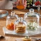 image 4 of Mini Glass Service Bowl Pastry Cookie Candy Dish Jar with Bell Dome Lid | Clear | Clear | 2 Dishes | 2