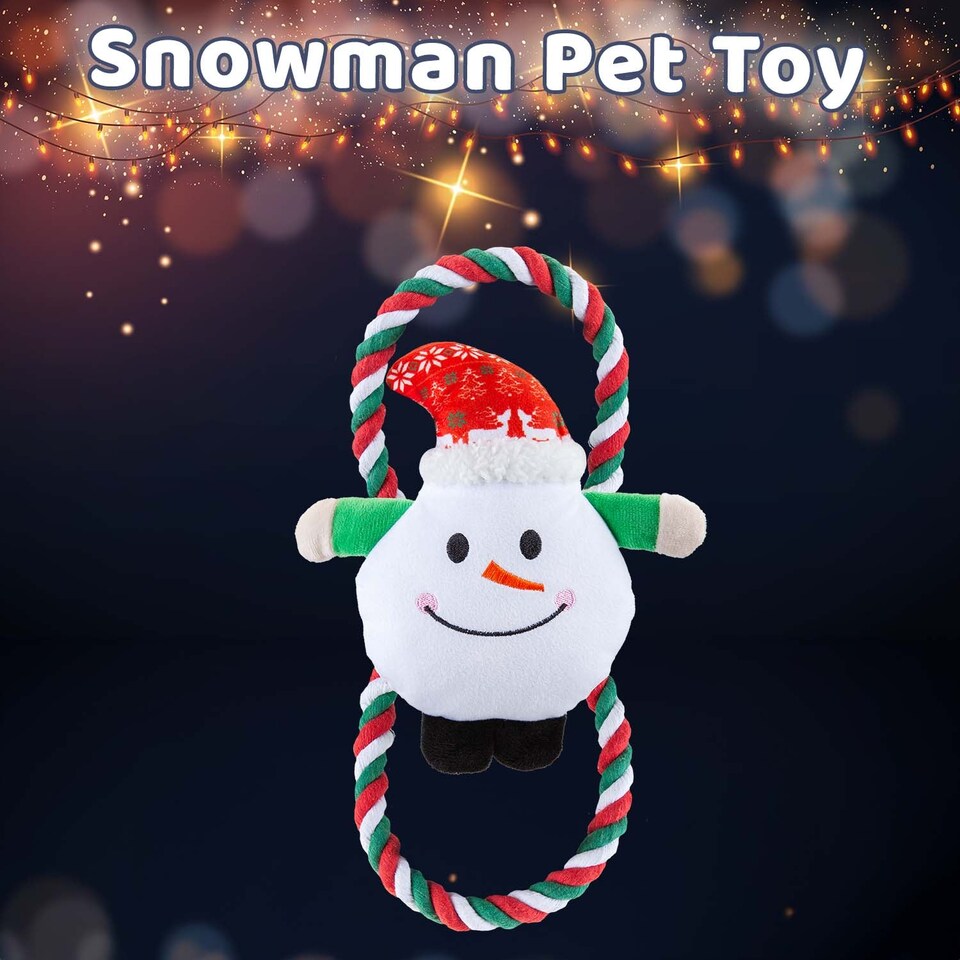 image 1 of PMS Christmas Snowman Pet Toy 46.5cm x 20cm White - Festive Holiday Gift