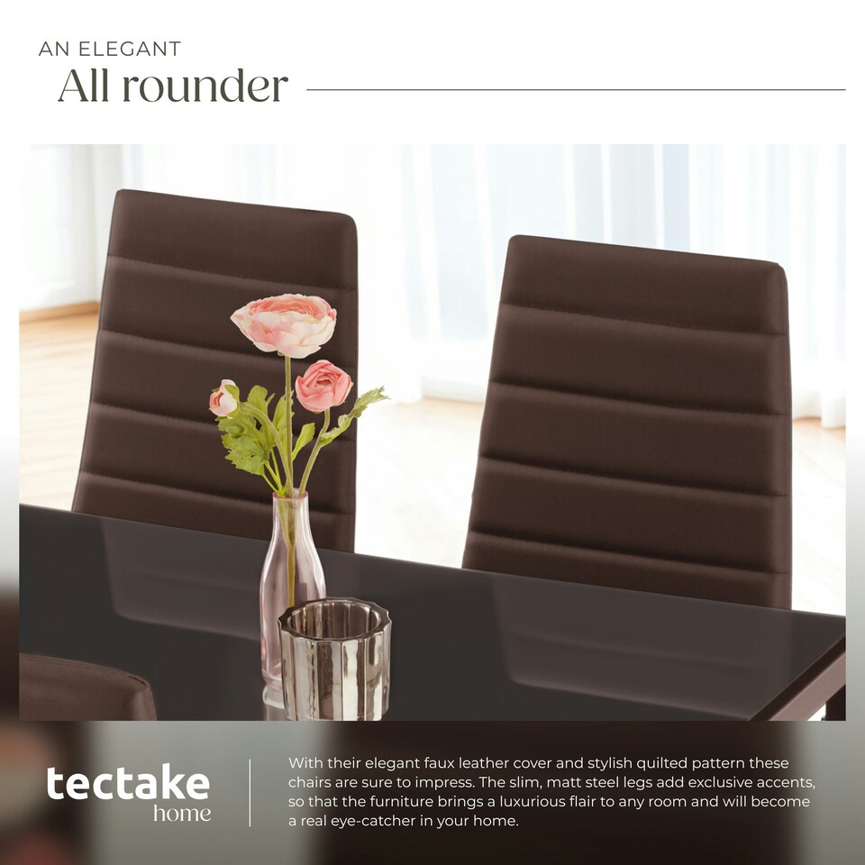 image 1 of Dining Chairs - high backrest, padded, synthetic leather  - Set of 6 Brown | Cappuccino