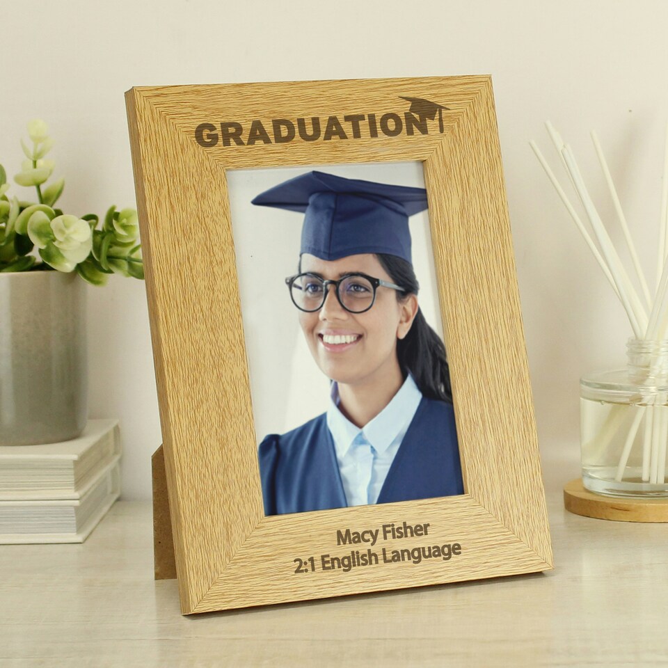 image 1 of Personalised Graduation 6x4 Oak Finish Photo Frame Brown | One Size