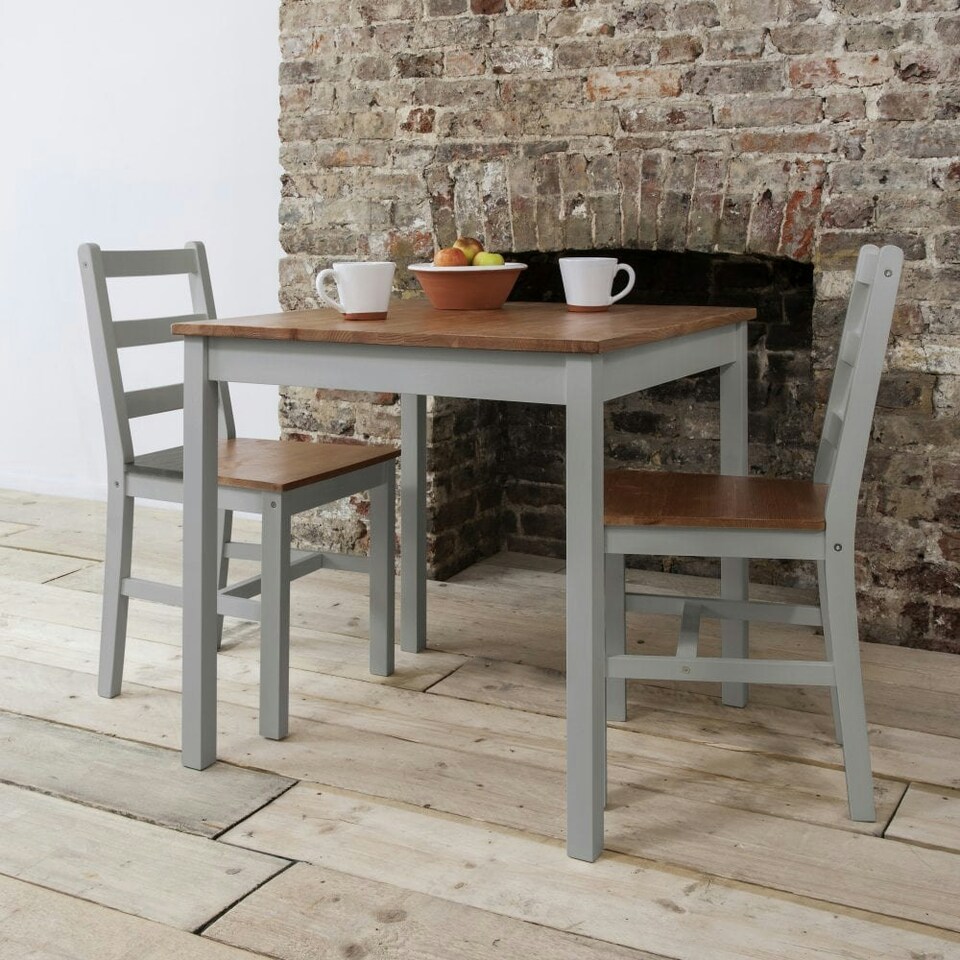 image 1 of Annika Bistro Table in White and Natural Pine Grey
