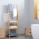 image 2 of kleankin Freestanding Natural Bamboo Towel Rack with 3 Towel Rails and 3 Storage Shelves, Space-Saving Foldable Towel Holder for Bathroom