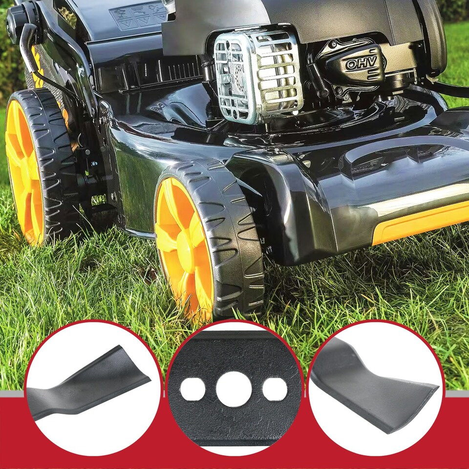 image 1 of SPARES2GO Blade for McCulloch M4046 M4546 M46 M50 Lawnmower Metal Combi Grass Cutter (46cm)