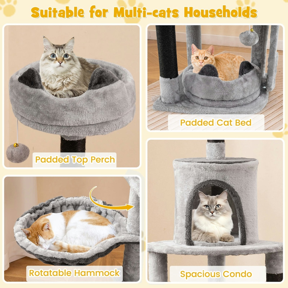image 1 of COSTWAY Multi-level Large Cat Tree with Sisal Scratching Posts