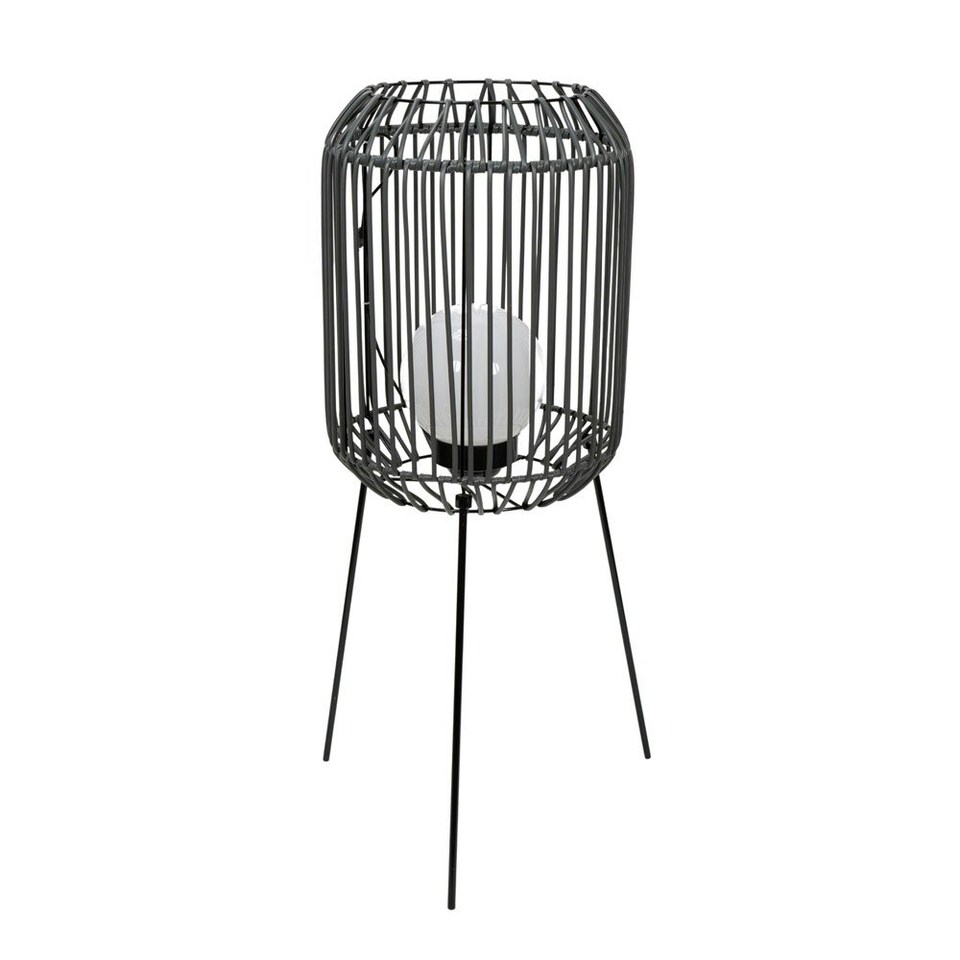 image 1 of ValueLights Solar Powered Outdoor Black Squat Tripod Floor Lamp with Globe Bulb