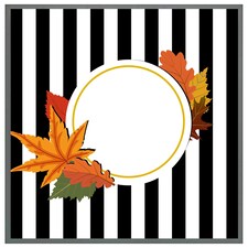 Blach stripes, autumn leaves (Picture Frame) Grey | S