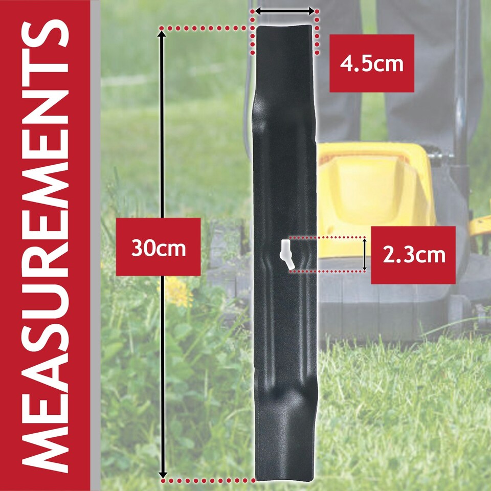 image 1 of SPARES2GO Metal Blade compatible with Challenge RM30 ME1030M RM31 ME1031M Lawnmower (30cm)