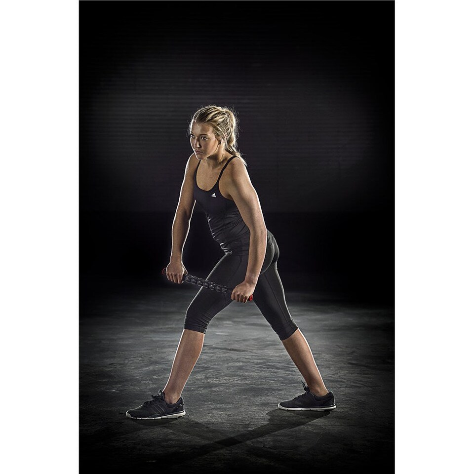 image 1 of Adidas 48.7 cm Massage Roller Stick - Seven Rotating Balls, Black/Red | Black | Black/red | L 48.7 x W 3.9 x H 3.9cm