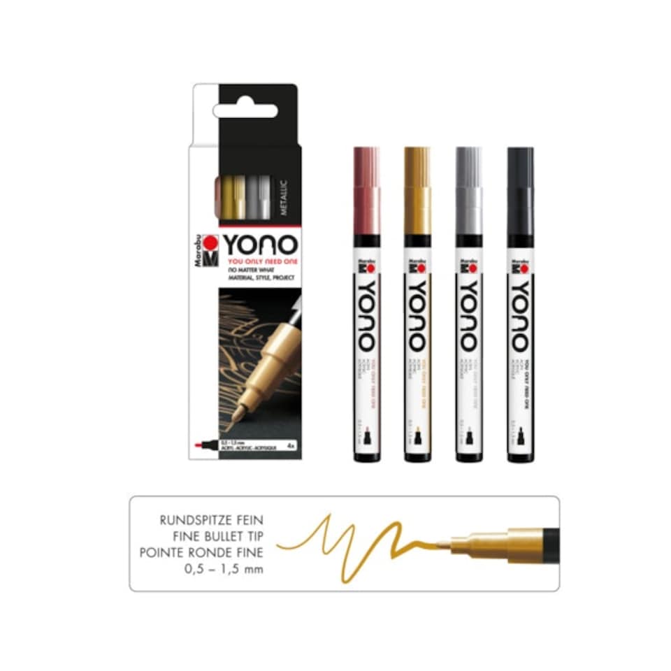 image 1 of Marabu Yono Marker Pen, Metals, Pack Of 4