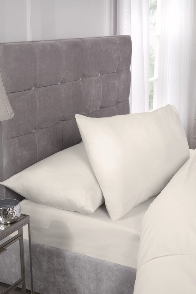 image 1 of 400 Thread Count Cotton Collection Extra Deep Fitted Sheet in Cream - Single