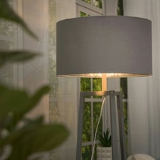 ValueLights Hiru Grey 3 Tier Shelf Floor Lamp Grey Chrome Shade & Bulb Grey