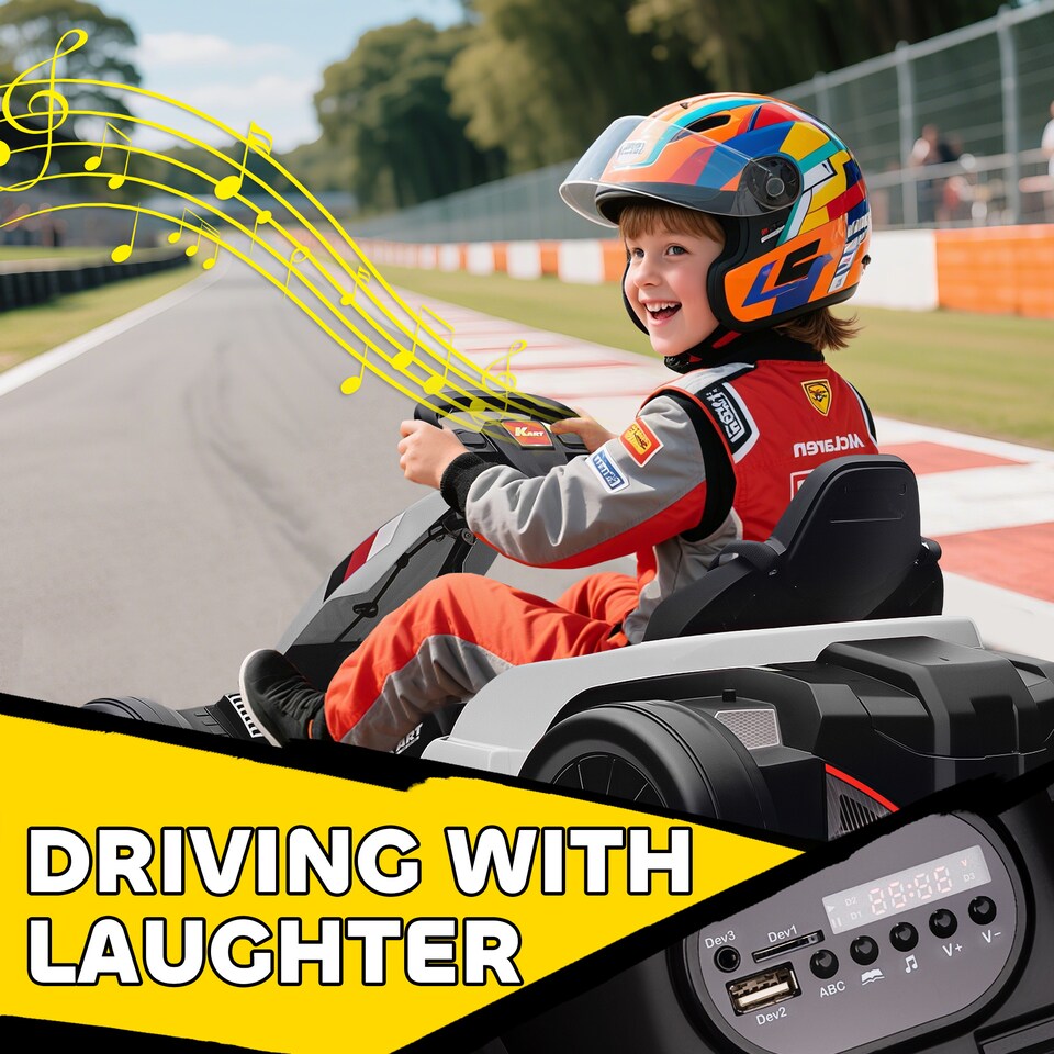 image 1 of AIYAPLAY 24V Electric Go Kart with Drift Mode, Adjustable Seat | White