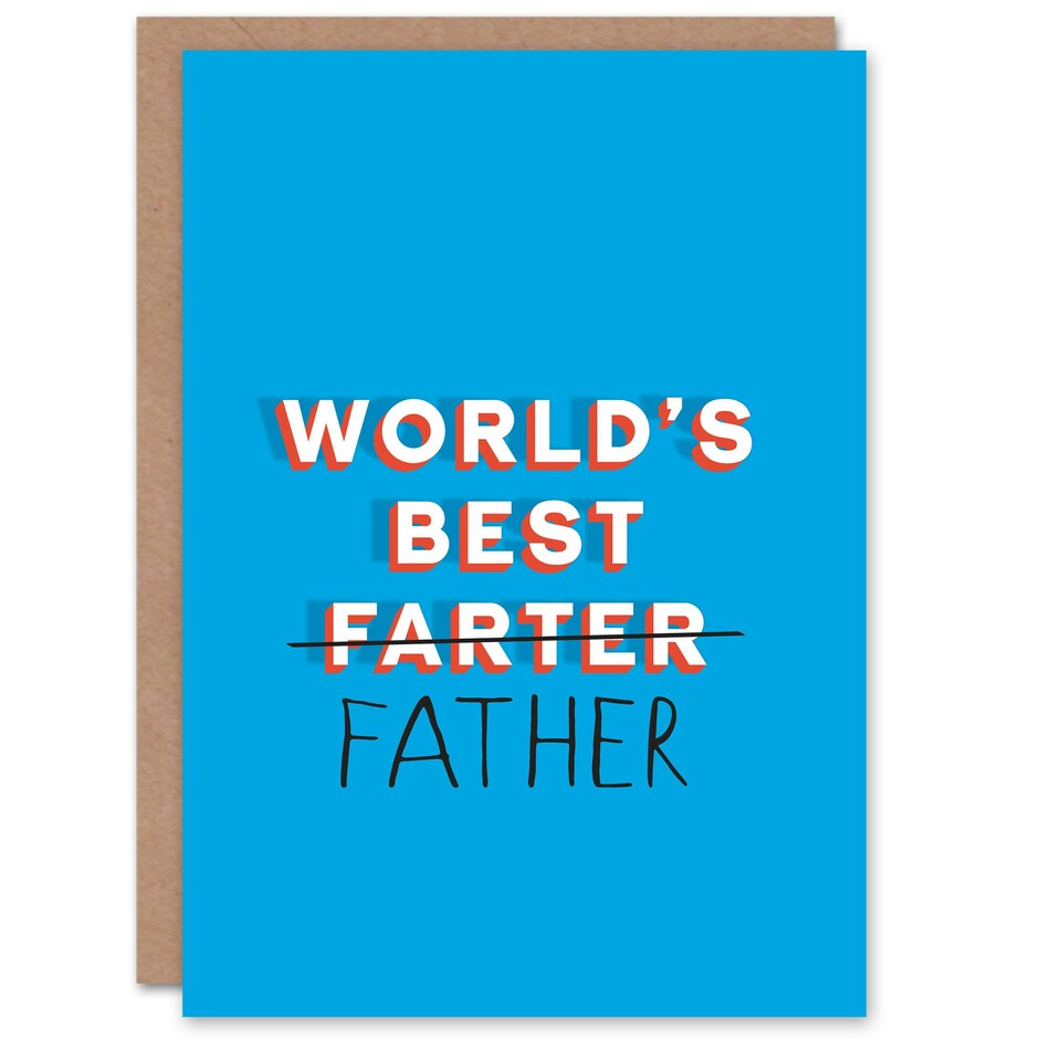 image 1 of Worlds Best Farter Typo Correction Fun Joke Fathers Day Dad Card