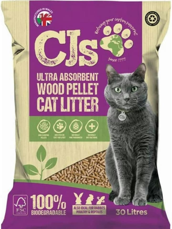 image 1 of CJ's Premium Cat Litter Ultra Absorbent Wood Pellets Biodegradable 30L