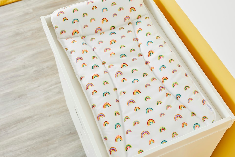 image 1 of Padded Wipe-Clean Baby Changing Mat – Soft, Gentle on Baby’s Skin, Perfectly Fits All Ickle Bubba Changing Units, Essential Nursery Accessory (Rainbow Dreams)