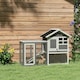 image 7 of PawHut Rabbit Hutch, Bunny Cage Outdoor Wooden House w/Tray & Ramp, Grey