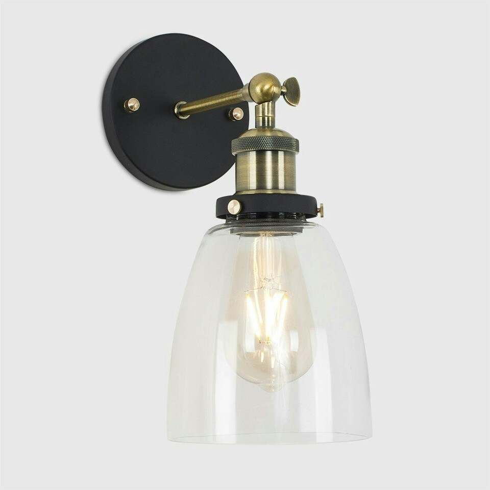 image 1 of ValueLights Ambrose Industrial Matte Black Wall Light and E27 Pear LED 4W Warm White 2700K Bulb