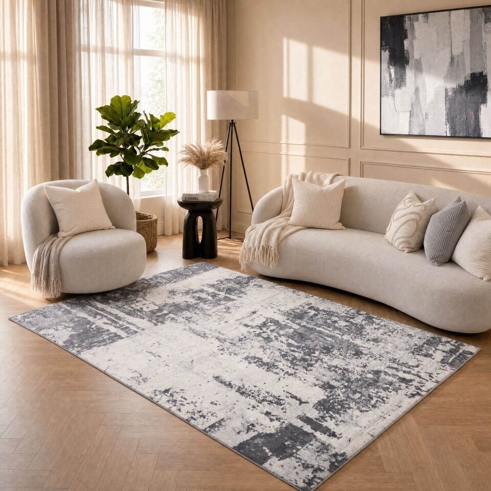 The Rugs Elaris Stain Resistant Abstract Distressed Living Room Floor ...