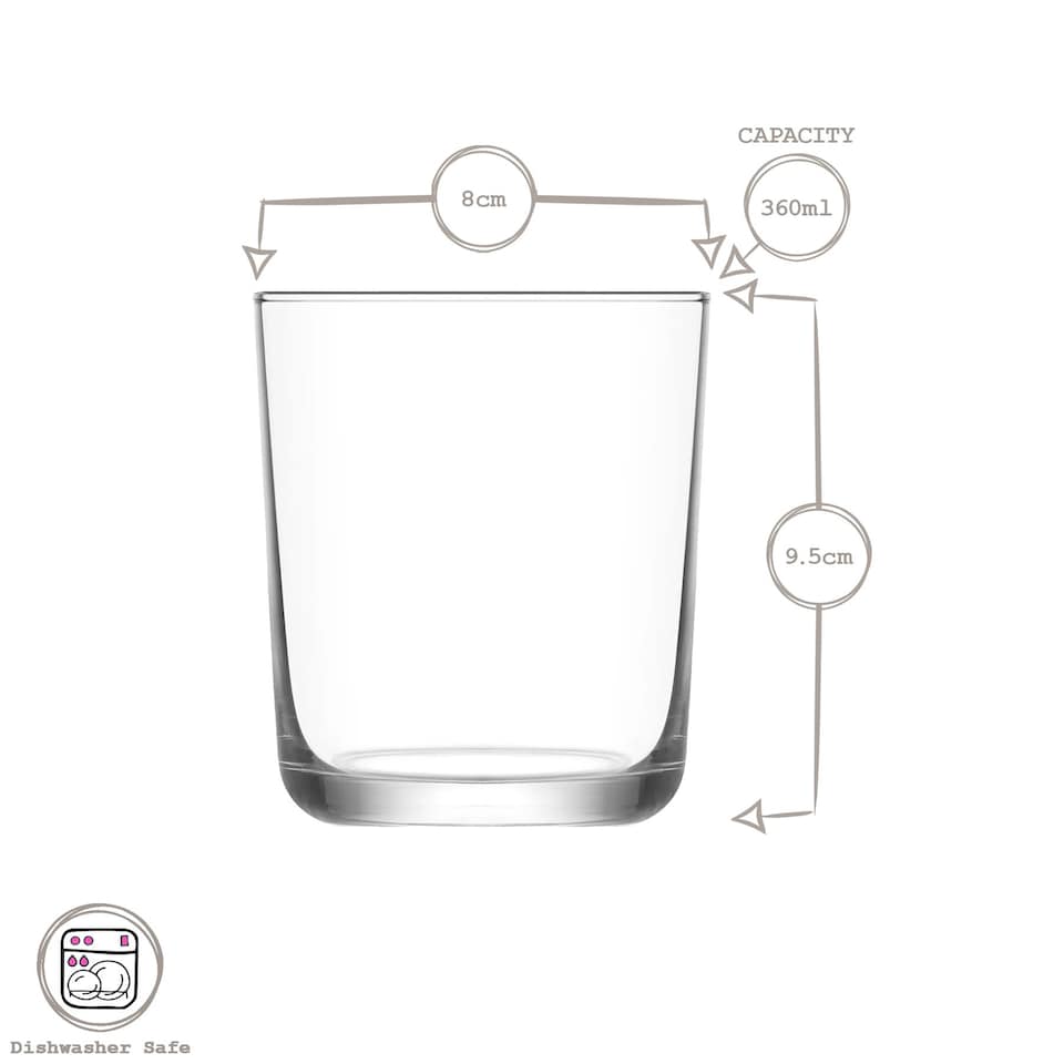 image 1 of LAV Assos Whisky Glasses - 360ml - Pack of 6 | Clear | Clear