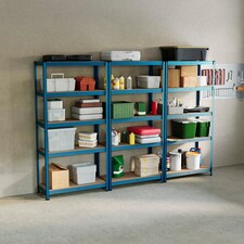 Home Vida 5 Tier Garage Shelves Heavy Duty Shelves Boltless Shelving Storage Units - Holds Upto 875kg Per Bay - Blue - 3 Bays