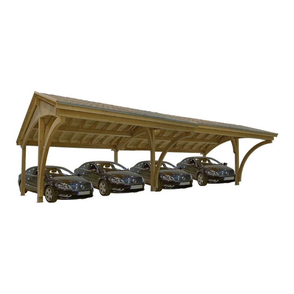 image 1 of Revelatio Carport for 4 Cars - Pressure Treated Timber - L1160 x W580 x H320 cm | Brown