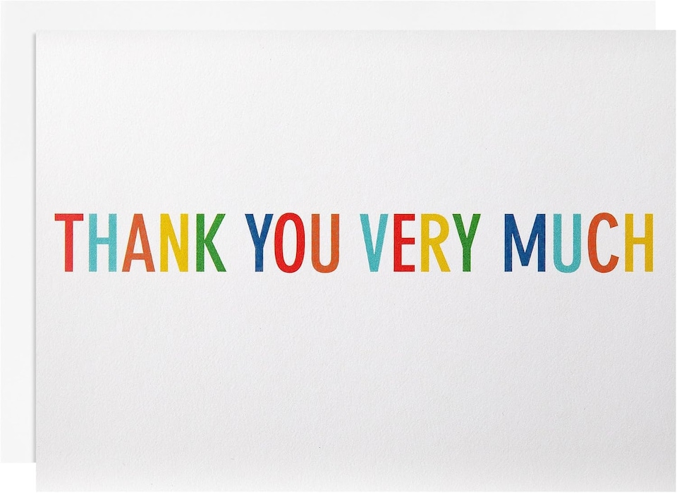 image 1 of Colouring Lettering Design Pack of 48 in 4 Designs Thank You Cards