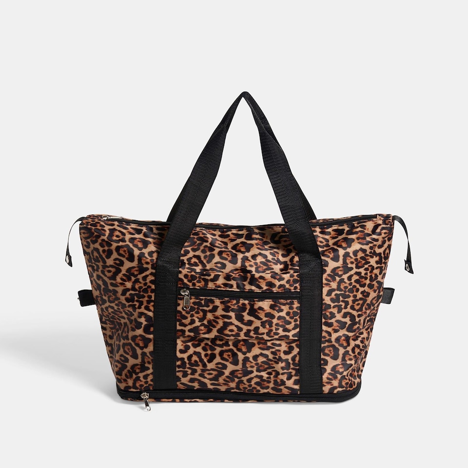 image 1 of OHS Leopard Weekend Travel Bag Expandable Cabin Gym Duffel