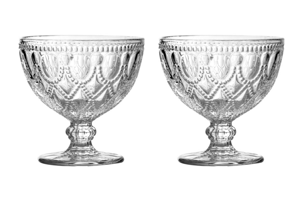 image 1 of Fleur Set Of Two Clear Glass Sundae Dishes