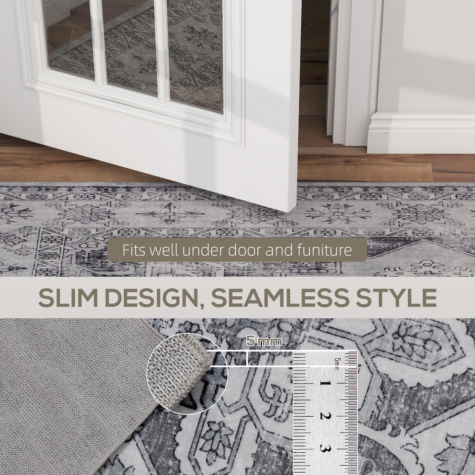 image 1 of HOMCOM Flannel Non-Slip Washable Rug for Living Room, 230 x 160 cm, Grey | Grey