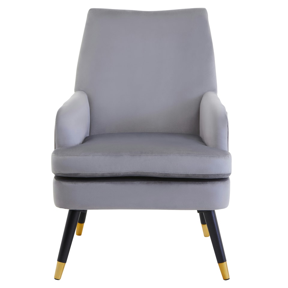 image 1 of Interiors by Grey Velvet Armchair, Built to Last Lounge Chair, Easy to Maintain Velvet Chair, Reliable Armchair