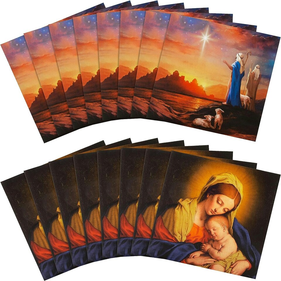 image 1 of Traditional Religious 2 Designs, Pack of 16 Charity Christmas Cards