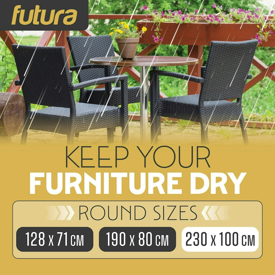image 1 of Futura Round 230x100cm Waterproof Garden Furniture Cover  600D | Black | Black | 230x100cm | 1