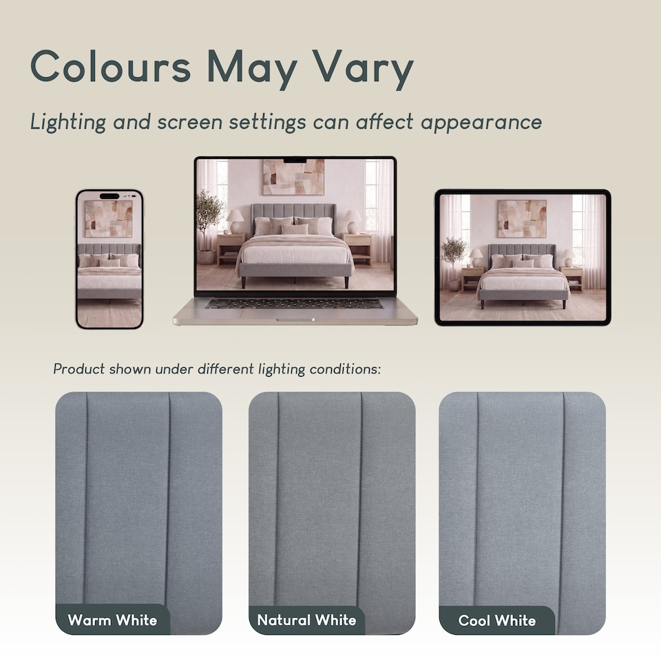 image 1 of Vida Designs Vianna Light Grey Linen Fabric Bed Frame with Headboard - Double