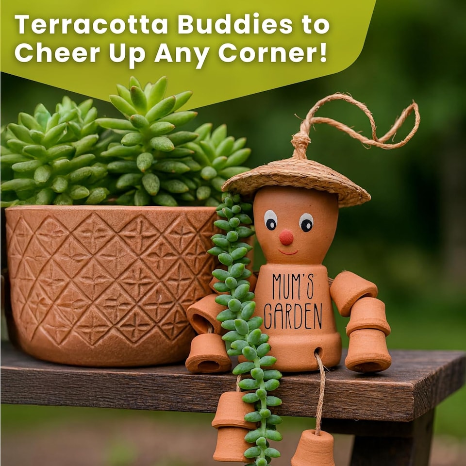 image 1 of Clay Man Terracotta Plant Pot Gift - Gardening Gifts | Brown | Mums - 1pack | 1