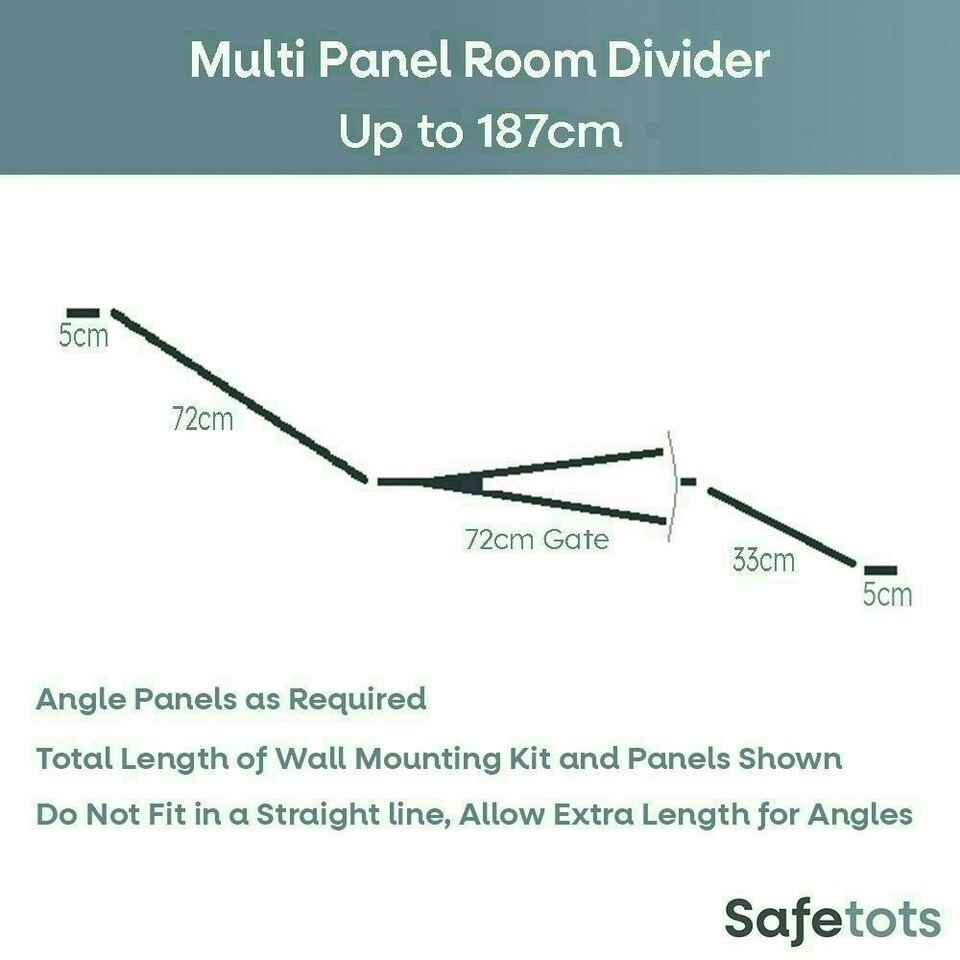 image 1 of Safetots Premium Multi Panel Room Divider, up to 187cm Wide, Grey, 70cm Tall, Multi Panel Flexible Room Barrier, Room Divider with Door for Baby Grey