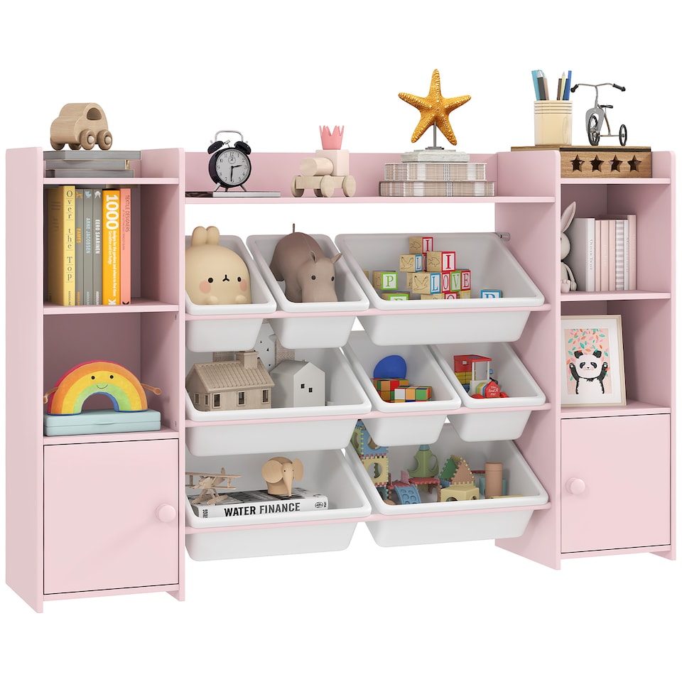 image 1 of AIYAPLAY Kids Toy Storage Organiser with 8 Removable Storage Bins, Pink