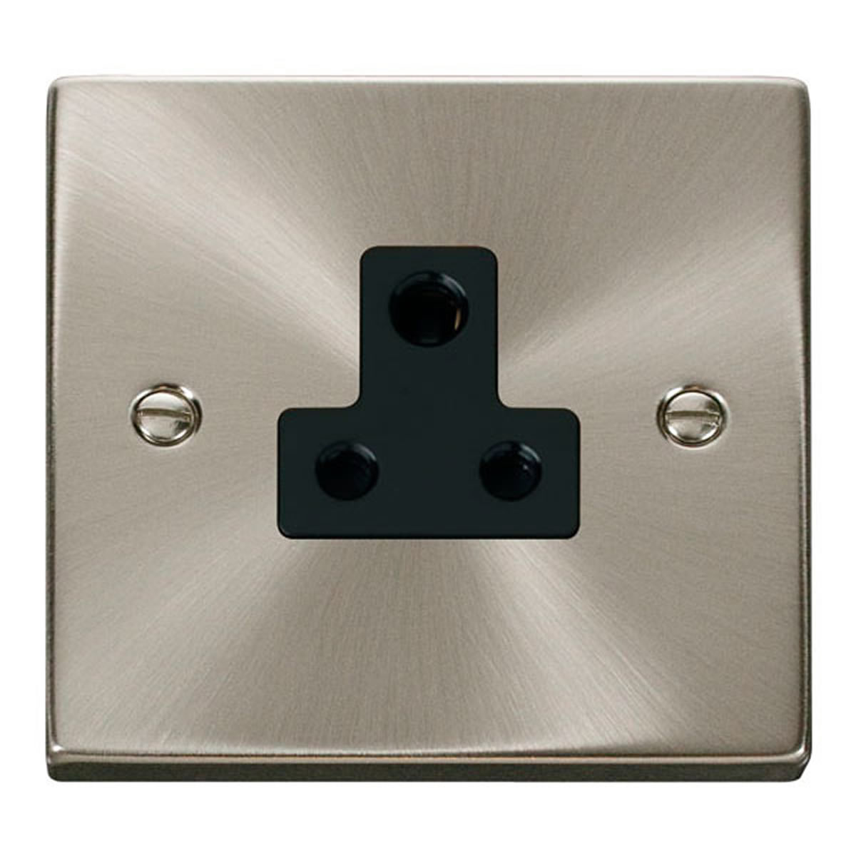 SE Home Satin / Brushed Chrome 1 Gang 5A Round Pin Socket in Metallic Silver