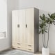 image 3 of 3 Door 4 Drawer Wardrobe With Hanging Rail And Storage Shelf | Grey | Grey Carcass & Oak Door | 1