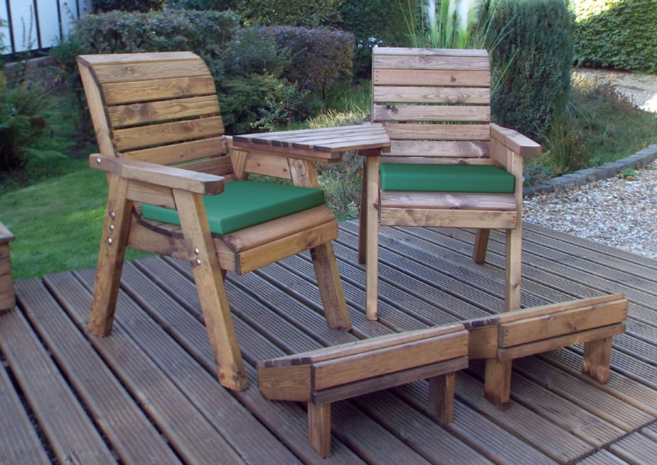 image 1 of Deluxe Lounger Set Angled with Cushions - W160 x D90 x H98 - Fully Assembled - Green