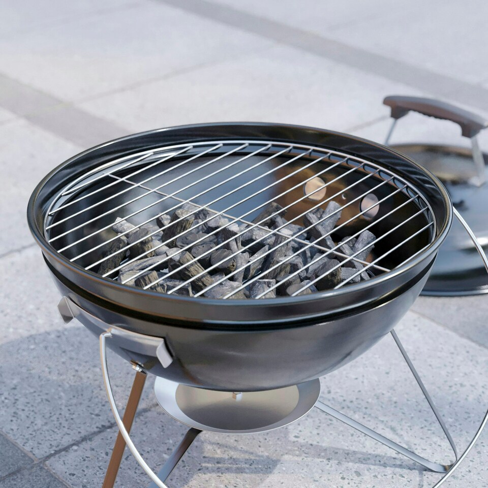 image 1 of Garden Vida Kansas Small Kettle Grill BBQ, Black