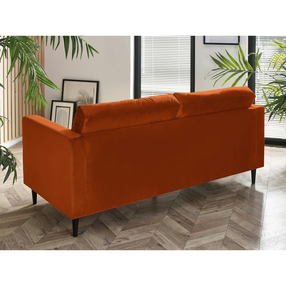 image 1 of Furniturebox Jolene 3 Seater Burnt Orange Velvet Sofa