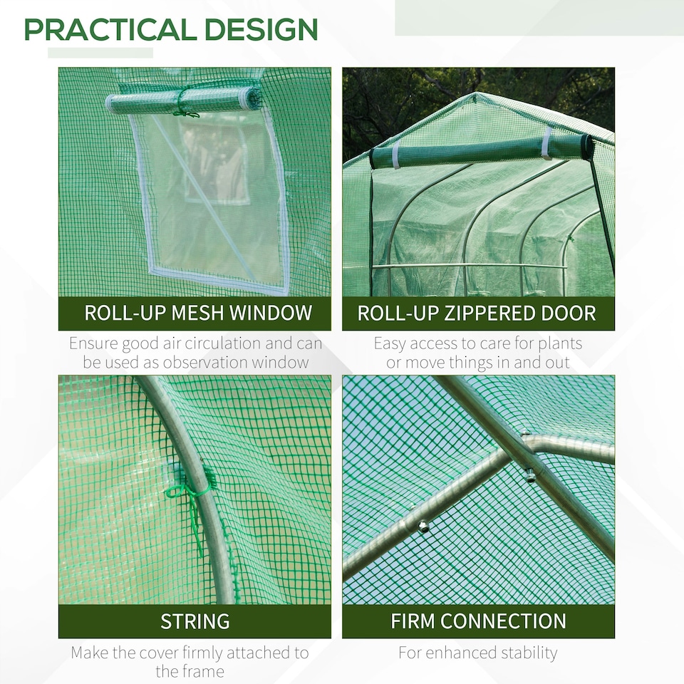 image 1 of Outsunny 3 x 2 M Walk in Polytunnel Greenhouse Galvanised Steel w/ Zipped Door