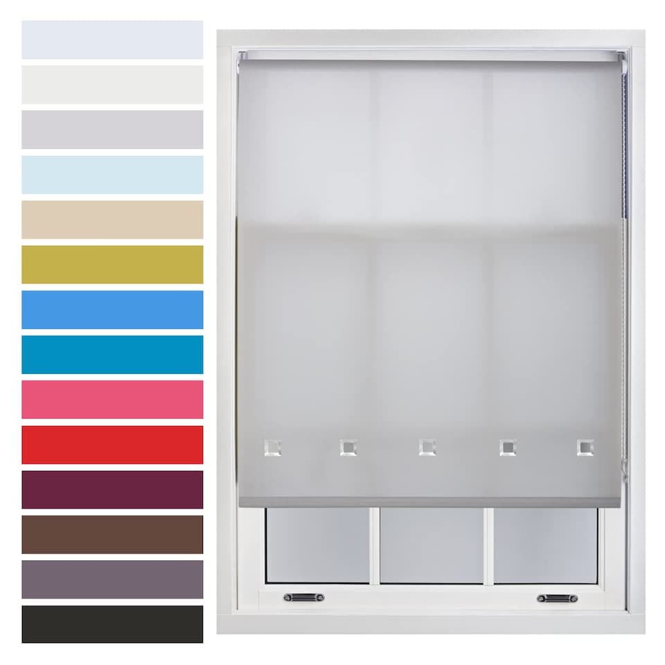 image 1 of FURNISHED Roller Blinds with Square Eyelets and Metal Fittings Made to Measure Sheer Window Blind | Grey | Grey | (W) 180cm x (L) 165cm
