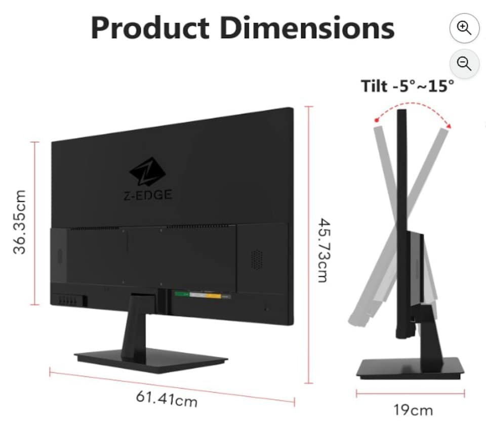 image 1 of Z-Edge 27 Inch 4K Monitor 120Hz UHD 3840x2160 IPS 100% sRGB HDMI 2.1 DP 1.4 | PC Monitor 16:9, 1ms MPRT, 250cd/m² Brightness, FreeSync, HDR10, VESA Mountable, Black